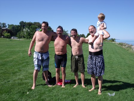 Joe, Ken, Rob, Fred and Begizo after the swim